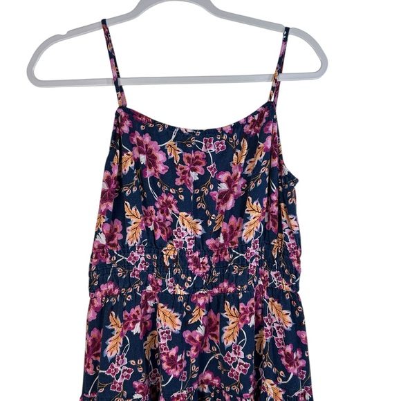 Old Navy Floral Linen Blend Midi Dress - Pink and Blue - Picture 3 of 10